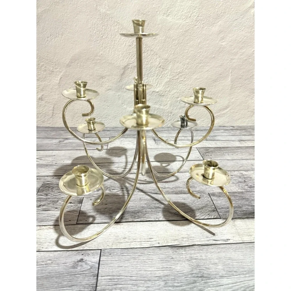 Vintage Mid Century Modern Silver Plated Candelabra Asymmetrical Multi Branch